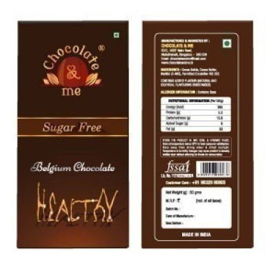 Chocolate and Me, Belgian Sugar free chocolate, 55% Dark Chocolate Bar, 50gms (pack of 3)